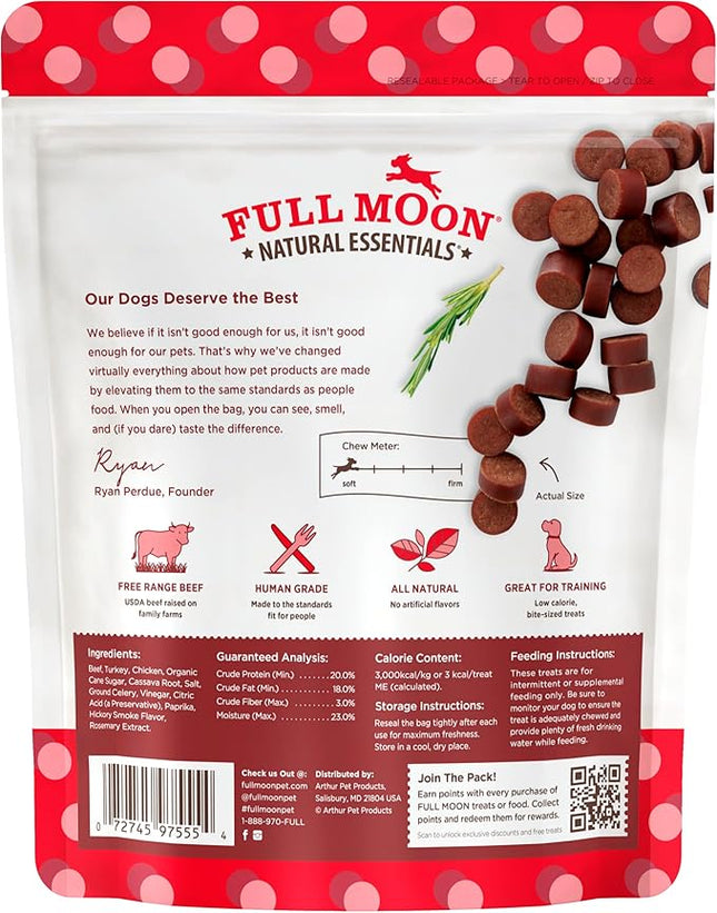 Full Moon All Natural Human Grade Dog Treats, Essential Beef Savory Bites, 14 Ounce (Pack of 2)