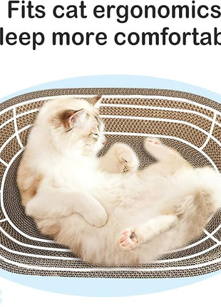 Cat Scratcher, 2pcs-23.6x14.9 inches Large Cat Scratching Board, Cardboard Cat Scratchers for Indoor Cats, Oval Cat Scratch Pad Bed with Catnip