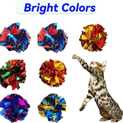 Cat Toys 20 Packs Interactive Crinkle Ball, 2.3 Inch Bright Colors Cat Ball Toys to Attract and Engage Cats, Promote a Healthy Lifestyle for All Breed Sizes Cats