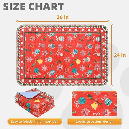 KOOLTAIL Washable Pee Pads for Dogs, 2 Pack Christmas Pet Mats, Super Absorbent Reusable Puppy Training Pads Waterproof,Nonslip Leak-Proof Dog Pee Pad,Large Whelping Pads for Floor,Crate,Couch,24"*36"