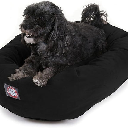 Majestic Pet 24 Inch Suede Calming Dog Bed Washable 24x19x7 (Inch) – Cozy Soft Round Donut Dog Bed with Spine Support for Dogs to Rest Their Head - Pet Bed Small – Black