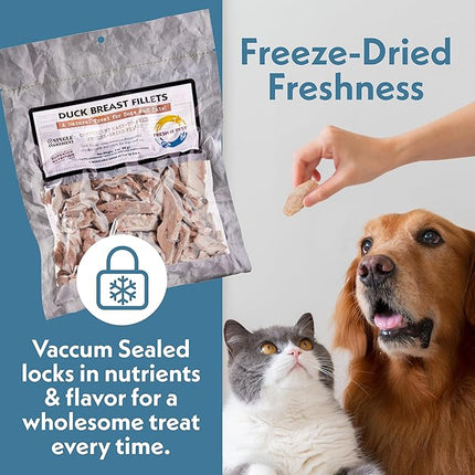 Fresh Is Best Freeze Dried Dog Treats – Raw Freeze Dried Cat Treats in Resealable Zipper Bag – High-Protein Duck Breast for Dogs & Cats – Made in The USA