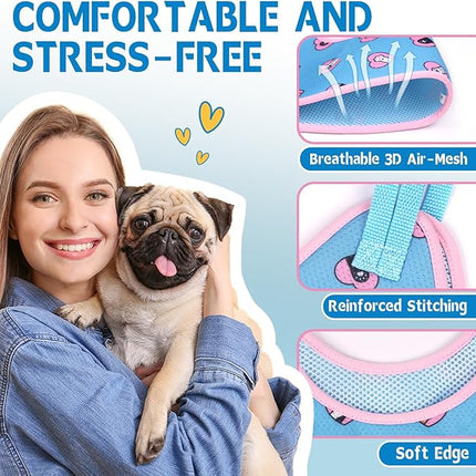 Supet Dog Grooming Hammock Harness for Dogs Cats, Relaxation Pet Nail Clipper Hammock, Restraint Dog & Medium Animal Leashes Sling for Groomingk for Nail Trimming (Blue-Love, M)