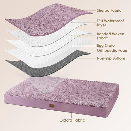 EHEYCIGA Orthopedic XL Dog Beds for Extra Large Dogs with Removable Washable Cover, Fog Purple, 44x32