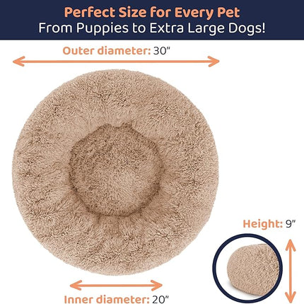 Donut Dog Bed - Premium Comfort for Anxiety Relief - Fluffy & Calming Design with Ultra-Plush Support | Cozy Round Dog Bed with Super Soft Circle Style (Camel, Medium)