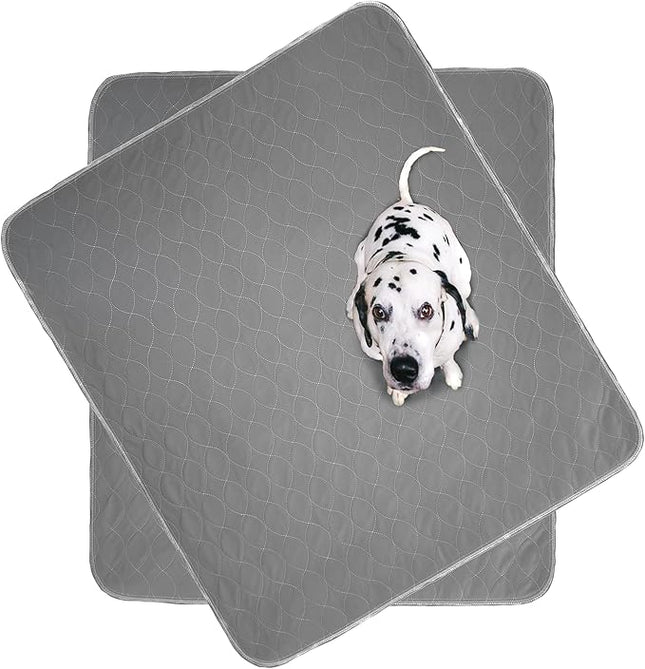 Washable Pee Pads for Dogs | Non-Slip Quick Dry| Fast Absorbing Wee Mat for Playpen Housebreaking Indoor Potty Training Whelping Incontinence Travel (2-Pack 36x41in, Grey Extra Padded)