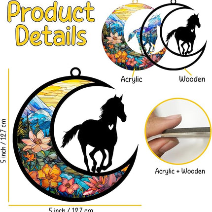 Horse Memorial Suncatcher, Personalized Pet Loss Gift with Name & Date, Sympathy Rainbow Bridge Remembrance, Horse Lover Bereavement Gifts, Hanging Window Decor & Ornament