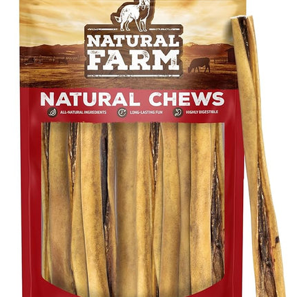 Natural Farm Bully Cheek Stick, 10-12 Inch (12-Pack)- Best Bully Stick Alternative, 100% Natural Beef Cheeks for Dogs- High Protein, Cleans Teeth Treats, Long Lasting Beef Chews for All Dog Sizes