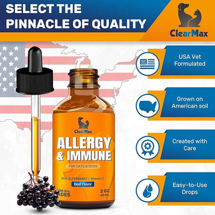 Cat Allergy – Dog Allergy – Pet Immune Support – Cat Itching – Dog Itching Skin – Natural Ingredients – 2 Oz