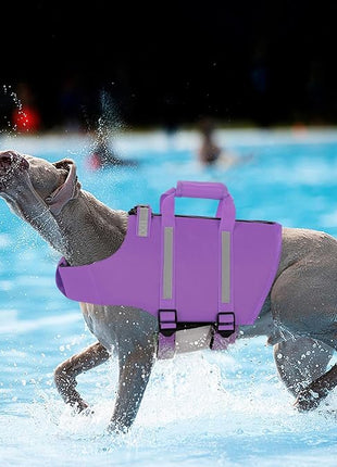 Queenmore XS Dog Life Jacket, Dog Life Vest for Swimming, Life Jackets for Small Dogs, Small Doggie Life Vest for Swimming, Adjustable Pet Life Vest for Boating, Cat Lifevest (Purple, XS)