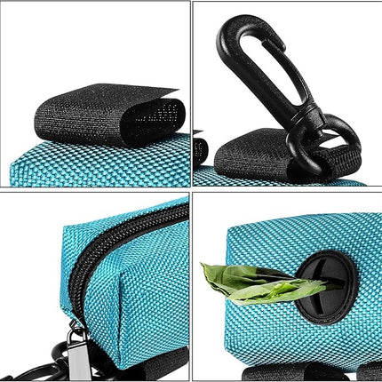 Dog Waste Bag Dispenser Pet Poop Bags Holder for Doggie Waste Bags Dispensers Soft Fabric Zipper Small Doggy Puppy Pouch for Leash Accessory Attachment with Carrier,Green