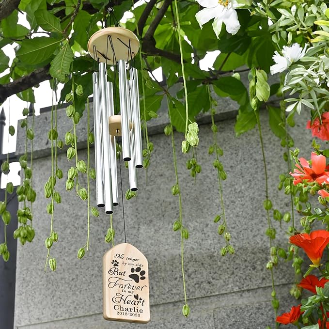 Dog Memorial Gifts, Jocidea Personalized Pet Memorial Wind Chime, Loss of Dog Sympathy Gift, Pet Remembrance Gifts, in Memory of Dog Cat, Loss of Pet - Pet in My Heart