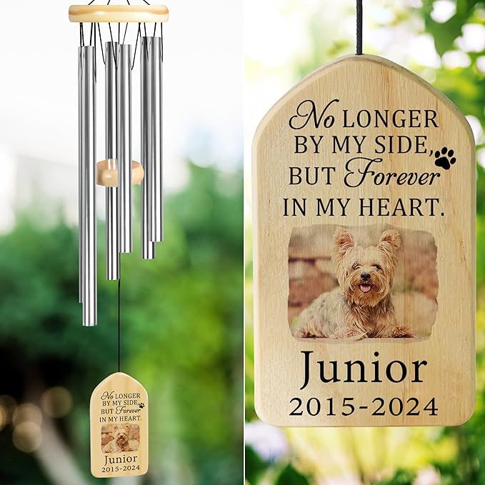 Pet Memorial Gifts, Personalized Pet Memorial Wind Chimes, Pet Loss Gifts, Dog Memorial Gifts for Loss of Dog, Pet Loss Sympathy Gift, Pet Remembrance Gift, in Memory of Pet - Forever in Heart