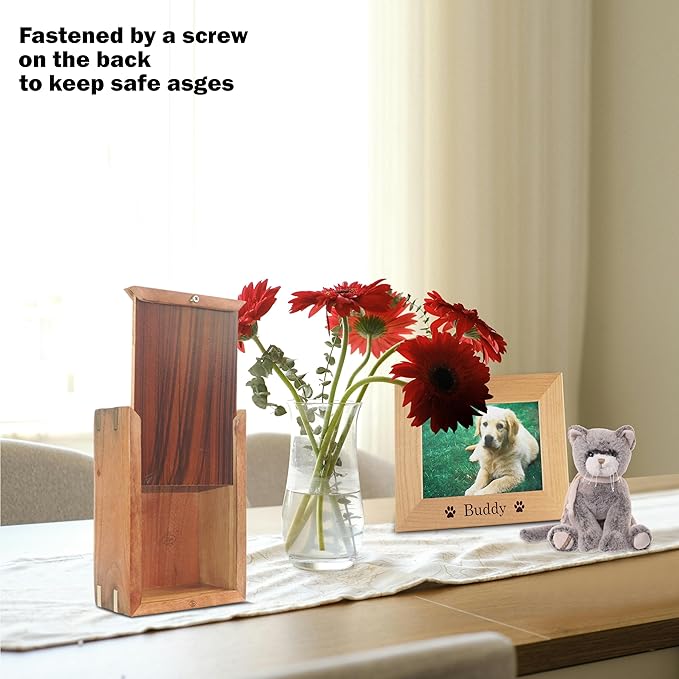 ZIYA Wooden Meduim Cremation Pet Urn for Dog and Cat Ashes Box | Handmade Wood Memorial Pet Urn | Brass Paws Inlaid | Pet Memorial | Funeral Urns Box for Pet Ashes | up to 95 Pounds