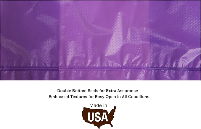 FiveStarPet Extra Large 9" x 15" Made in USA Easy Open Poop Bags Dog Waste Bags,18 Refill Rolls, 270 Bags (Purple)