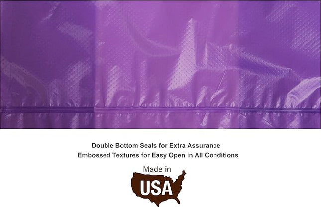 FiveStarPet Extra Large 9" x 15" Made in USA Easy Open Poop Bags Dog Waste Bags,18 Refill Rolls, 270 Bags (Purple)