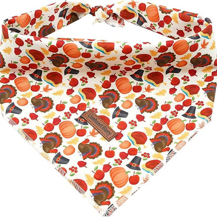 Lionheart glory Turkey Dog Bandanas Fall 1 Pack Washable Soft Dogs Scarf, Square Adjustable Girl Boy Dog Bandanas for Medium Large Dogs Holiday