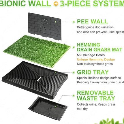 Hompet Dog Grass Pad with Tray Large, 2 Pcs Artificial Grass Training Pads with Pee Baffle Patch Puppy Turf Potty for Indoor and Outdoor Use, Ideal for Small and Medium Dogs (30"×20")