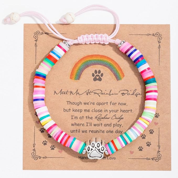 Dog Memorial Gifts for Loss of Dog, Pet Memorial Gifts for Dogs, Dog Passing Away Sympathy Gift, Rainbow Bridge Pet Memorial Bracelet for Men Women Who Loss of Dog Cat, Loss of Dog Sympathy Gift