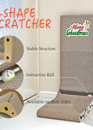 Cardboard Cat Scratcher, 23.6 Inch L Shaped Vertical Cat Scratching Board, Wall-Mount Cat Scratchers for Indoor Cats (Colorful, 2pcs)