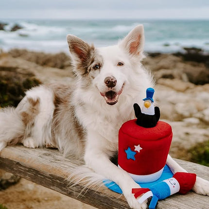 ZippyPaws Americana Top Hat Burrow - Patriotic Interactive Dog Toys for Boredom, Hide & Seek Dog Gifts & Puppy Toys, Colorful Squeaky Pearl Harbor Day Dog Toys for Small & Medium Dogs