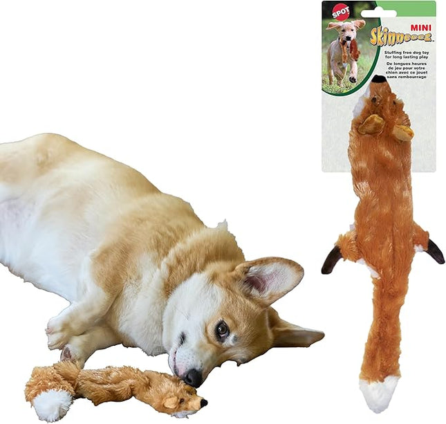 SPOT Skinneeez Fox – 14" Stuffing-Free Plush Squeaky Dog Toy for Small & Medium Dogs, Best for Light to Moderate Chewers, Mess-Free Play