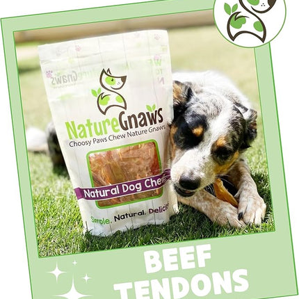 Nature Gnaws Beef Tendons for Dogs 4-5" (12 Count) - Mixed Thickness - Long Lasting for Small and Medium Dogs - Natural Beef Jerky Dog Chew Bones - Rawhide Free