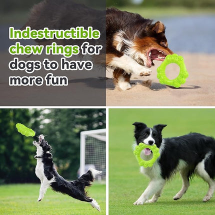 Indestructible Dog Chew Toys for Aggressive Chewers, Super Chewer Toys for Medium Large Dogs, Interactive Ring Toy, Heavy Duty Teething Toys