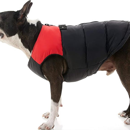 Gooby Padded Vest Dog Jacket - Red, X-Large - Warm Zip Up Vest Fleece Jacket with Dual D Ring Leash Water Resistant for Small to Medium Dogs