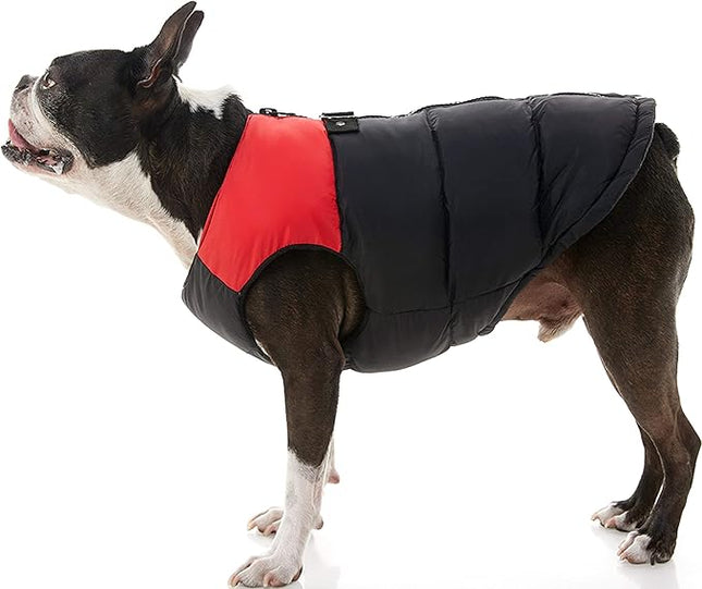 Gooby Padded Vest Dog Jacket - Red, Small - Warm Zip Up Vest Fleece Jacket with Dual D Ring Leash Water Resistant for Small to Medium Dogs