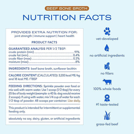 Native Pet Bone Broth for Dogs and Cats - Made with Real Beef Bone Broth, Dog Food Toppers for Picky Eaters- Provides Extra Hydration & Nutrition for Joint Strength, Immunity & Heart Health-192 Scoops