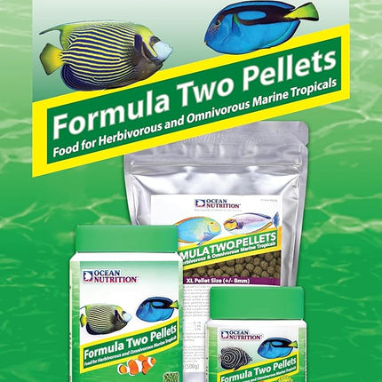 Ocean Nutrition Formula Two Pellets - Fish Food for Herbivorous & Omnivorous Marine Tropical Fish, High Protein(40%) - 7 oz (200 g) Small Pellets