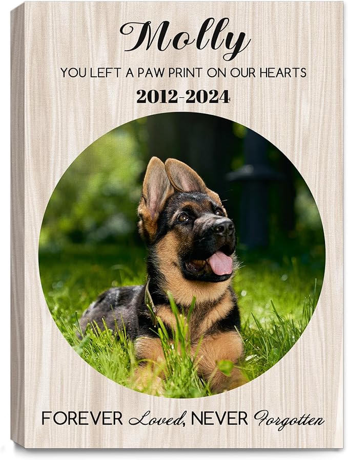 Personalized Pet Memorial Gifts for Dogs Customized Gifts for Dogs Cats Custom Loss of Pet Sympathy Gift Canvas Dog Loss Gift Canvas with Picture Name
