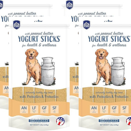 Yogurt Sticks, Prebiotic & Probiotics, Protein Rich - Lactose Free - Gluten Free - Corn Free - Grain Free, USA Made, for All Breeds, 5 pieces of Droolicious Yogurt Sticks, Peanut Butter Flavor