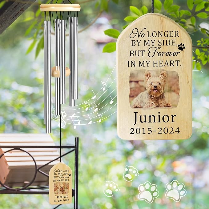 Pet Memorial Gifts, Personalized Pet Memorial Wind Chimes, Pet Loss Gifts, Dog Memorial Gifts for Loss of Dog, Pet Loss Sympathy Gift, Pet Remembrance Gift, in Memory of Pet - Forever in Heart