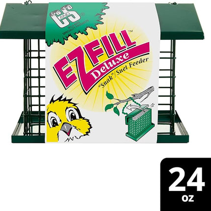 C&S EZ Fill Deluxe Suet and Snak Feeder with Roof & Platform, Suet Feeder for Wild Birds, Holds one 56 Ounce Suet Cake