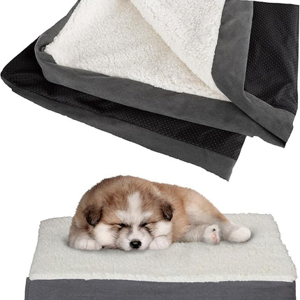 Dog Bed Replacement Cover ? Pet Duvet with Sherpa Top and Non-Slip Bottom, Gray Micro Suede -Dog Bed Washable Removable Cover by PETMAKER (Small)