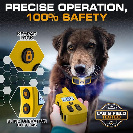 INVIROX Ultra K9 Dog Training Collar, 124 Levels for Reactive, Stubborn or Hard-to-Train Dogs, Long Range ¾ Mile, Night-Light Mode, Safe Communication, IP67 Waterproof E Collar for Large Dogs