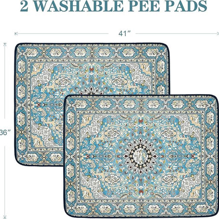 Qeils Washable Pee Pads for Dogs, 2 Pack Reusable Puppy Pads 36"x41" Super Absorbent Leakproof Dog Training Pads, Non-Slip Potty Pads for Floor, Crate, Couch, Whelping Pads Litter Mat Pet Supplies