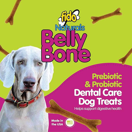 Fido - Belly Bones for Dogs, Yogurt Flavored Medium Dog Dental Treats - 8 Treats Per Pack (3 Pack) - (Made in USA) - Plaque and Tartar Control for Fresh Breath, Digestive Health Support