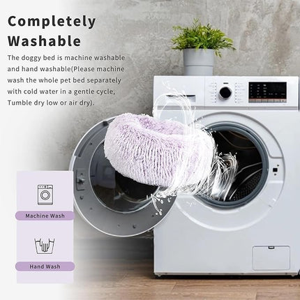 Dog Bed for Small Dogs 19 Inch Donut Cuddler Plush Cat Calming Bed Machine Washable,Puppy Bed Gradient Purple