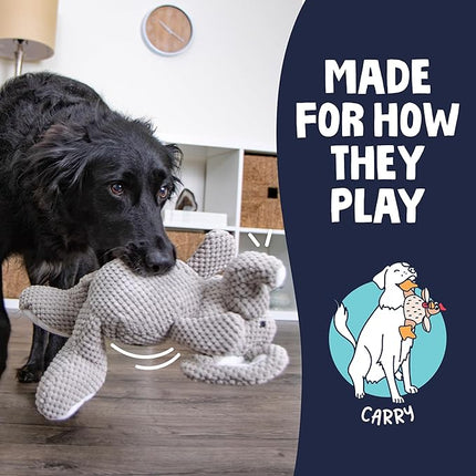 goDog Checkers Elephant Tough Plush Toy with Chew Guard Technology, Durable Checkered Fabric & Squeaker for Active Play, Gray, Large