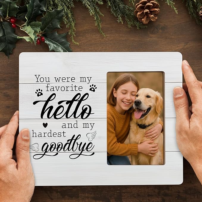 Pet Memorial Gifts for Dogs Remembrance Picture Frame, Loss of Dog Sympathy Gift, My Hardest Goodbye Frames Fits 4x6 Photo