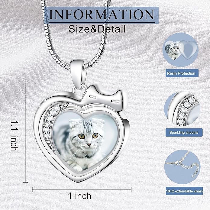 Farfume Personalized Pet Urn Necklace for Dog Cat Ashes Cremation Pet Memorial Customized Photo Text Engraving Pendant Keepsake Funeral Jewelry