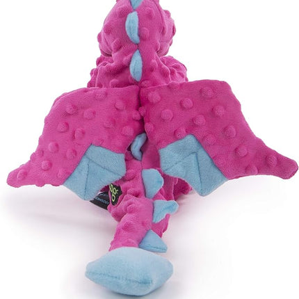 goDog Dragons Squeaky Plush Dog Toy with Chew Guard Technology, Durable Fabric & Squeaker for Active Play, Pink, Large