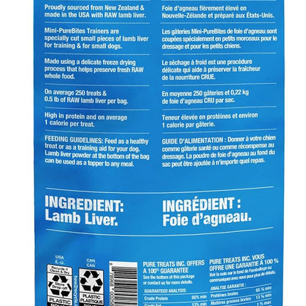PureBites Mini Lamb Freeze Dried Dog Treats, 1 Ingredient, Made in USA, 2.4oz