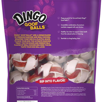 Dingo Goofballs for Dogs, Rawhide Chews Made with Real Chicken for Small Breeds 18-Count