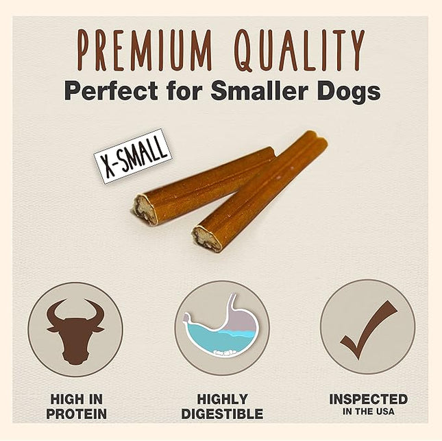 Cadet Bully Sticks for Extra-Small Dogs, All-Natural Beef Pizzle, Rawhide-Free Long-Lasting Dog Chews for Aggressive Chewers, 8 oz