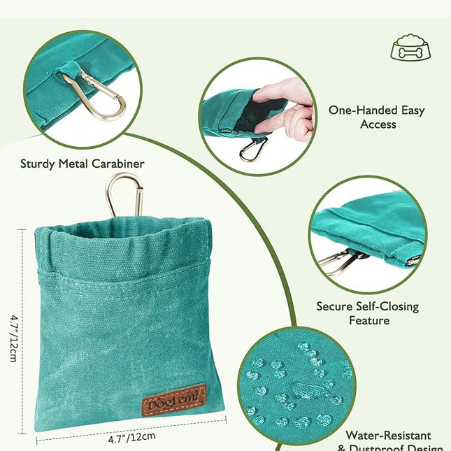 ETIAL Dog Treat Pouch,Portable Puppy Dog Training Treat Bag,Hand Free Dog Walking Bag,Auto Closing Pet Feed Snack Reward Pocket,Dog Food Dispenser for Pet Puppy Travel or Outdoor Use (Coral Green)