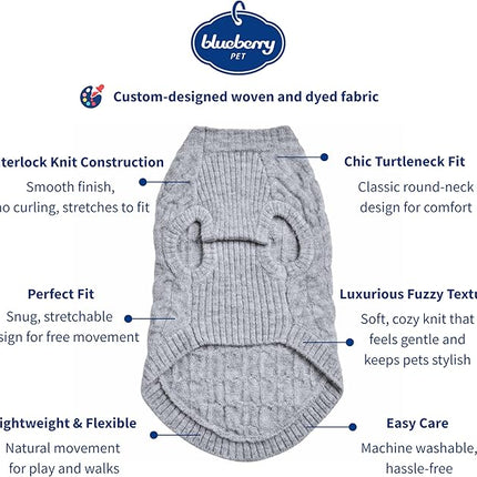 Blueberry Pet Classic Fuzzy Textured Knit Pullover Crew-Neck Dog Sweater in Heather Grey, Back Length 18", Pack of 1 Clothes for Dogs